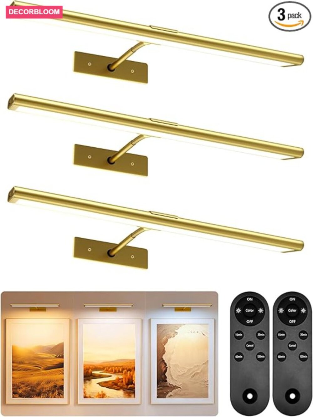 Rechargeable Wireless Picture Light, 16in Remote Dimmable LED